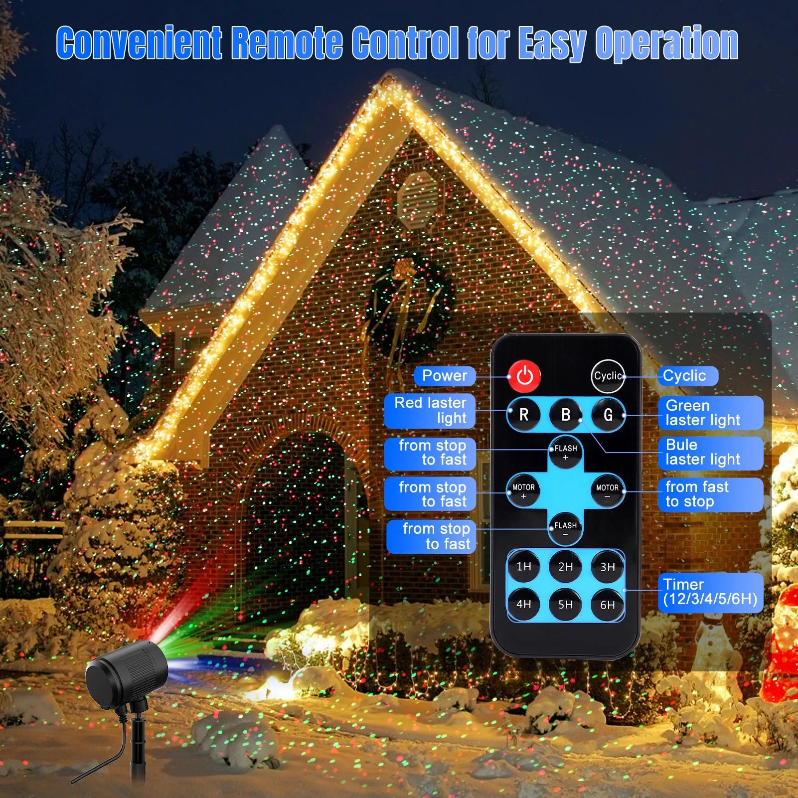 Laser Projector Lights Outdoor,  RGB 3 Color Starry Lights, Show Laser Projection Light, with RF Control, IP65 Waterproof for Decor Party Home