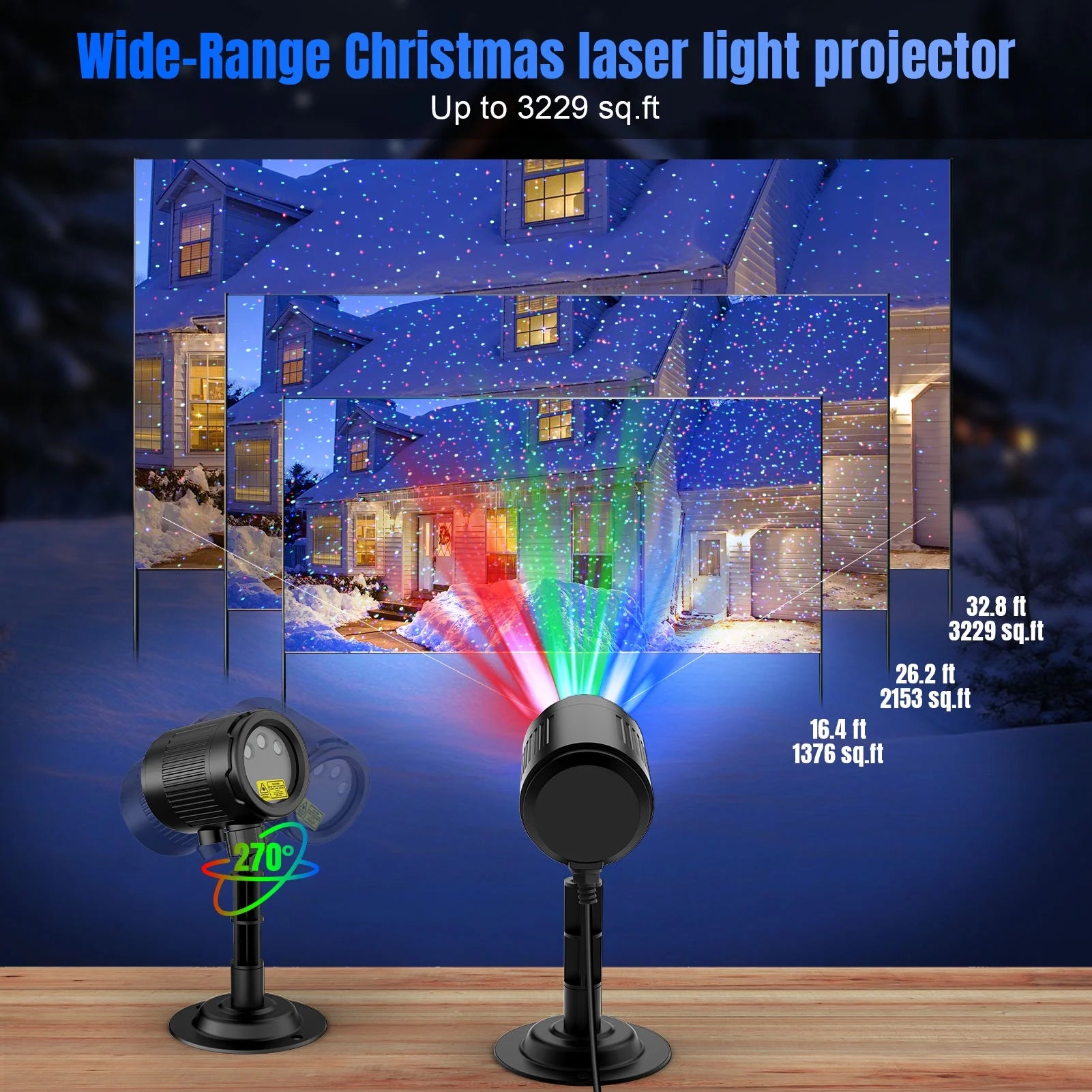 Laser Projector Lights Outdoor,  RGB 3 Color Starry Lights, Show Laser Projection Light, with RF Control, IP65 Waterproof for Decor Party Home